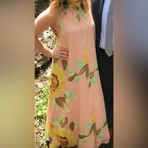 ASOS High Neck Split Back Floral Maxi Dress​